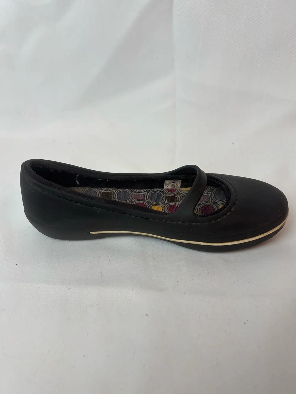 Crocs Crocband Black Mary Jane Flats Slip On Shoes Women 9 Fabric Lined Comfort